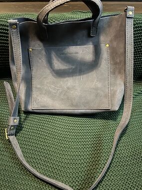 Portland Leather Works Blue Leather Tote Crossbody